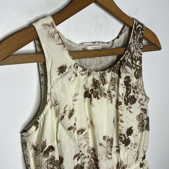Lands’ End Canvas Floral Print Sleeveless Dress Brown Beige US 4 Small - Picture 4 of 12